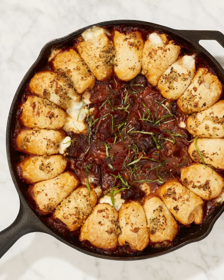 One-Pan Italian Beef with Garlic-Butter Bread Bombs