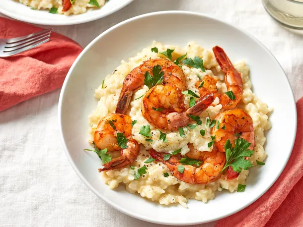 Parmesan Risotto with Roasted Shrimp