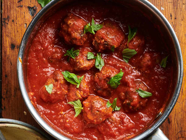 Leftover Stuffing Meatballs and Marinara