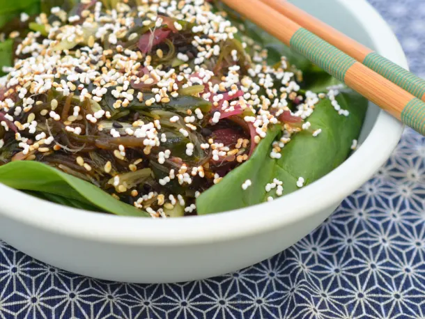 Seaweed Salad with Popped Amaranth & Sesame
