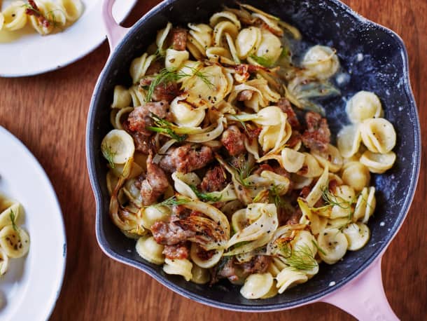 Orecchiette with Caramelized Fennel and Spicy Sausage