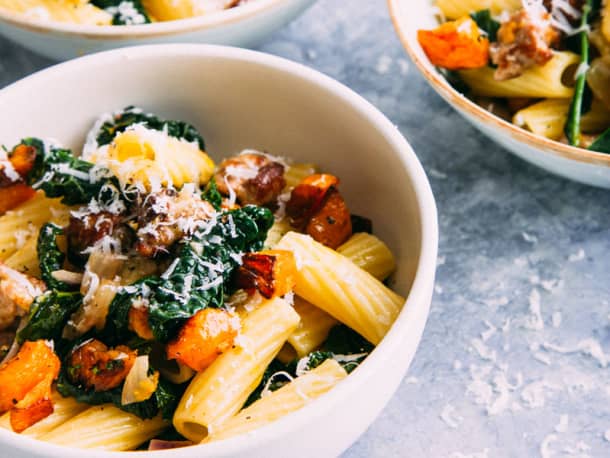 Rigatoni with Winter Squash and Kale