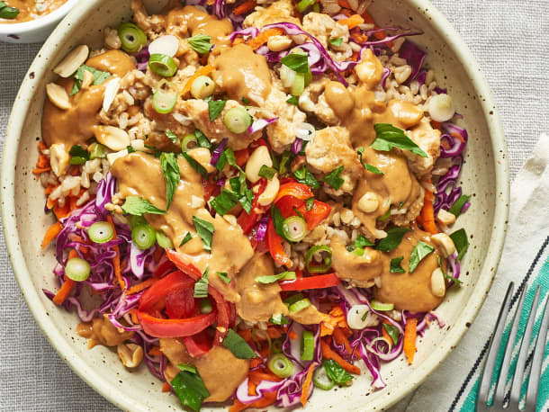 Spicy Thai Chicken and Brown Rice Bowls