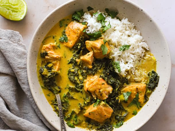 Kale and Salmon Coconut Curry
