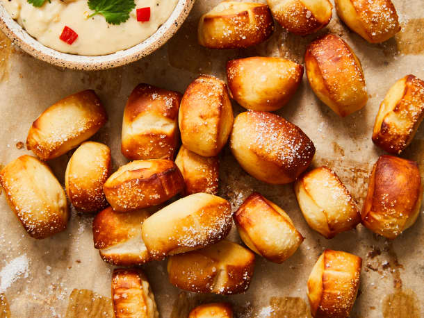 Pretzel Pillows with Bird’s Eye Chili Cheese Dip