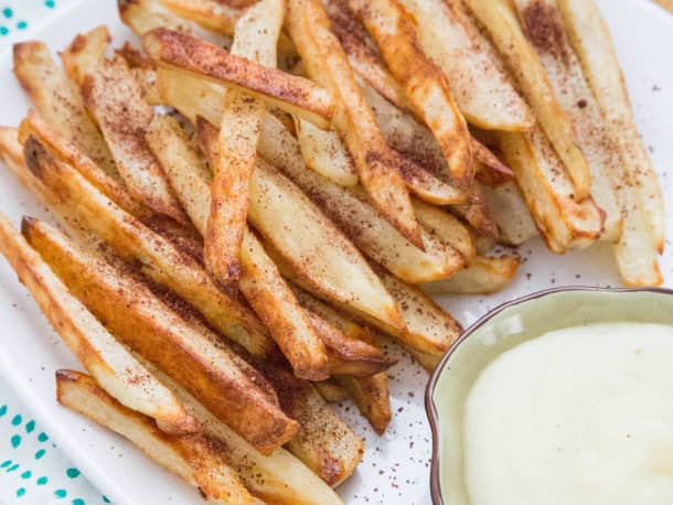 Spiced Oven Fries with Garlic Spread