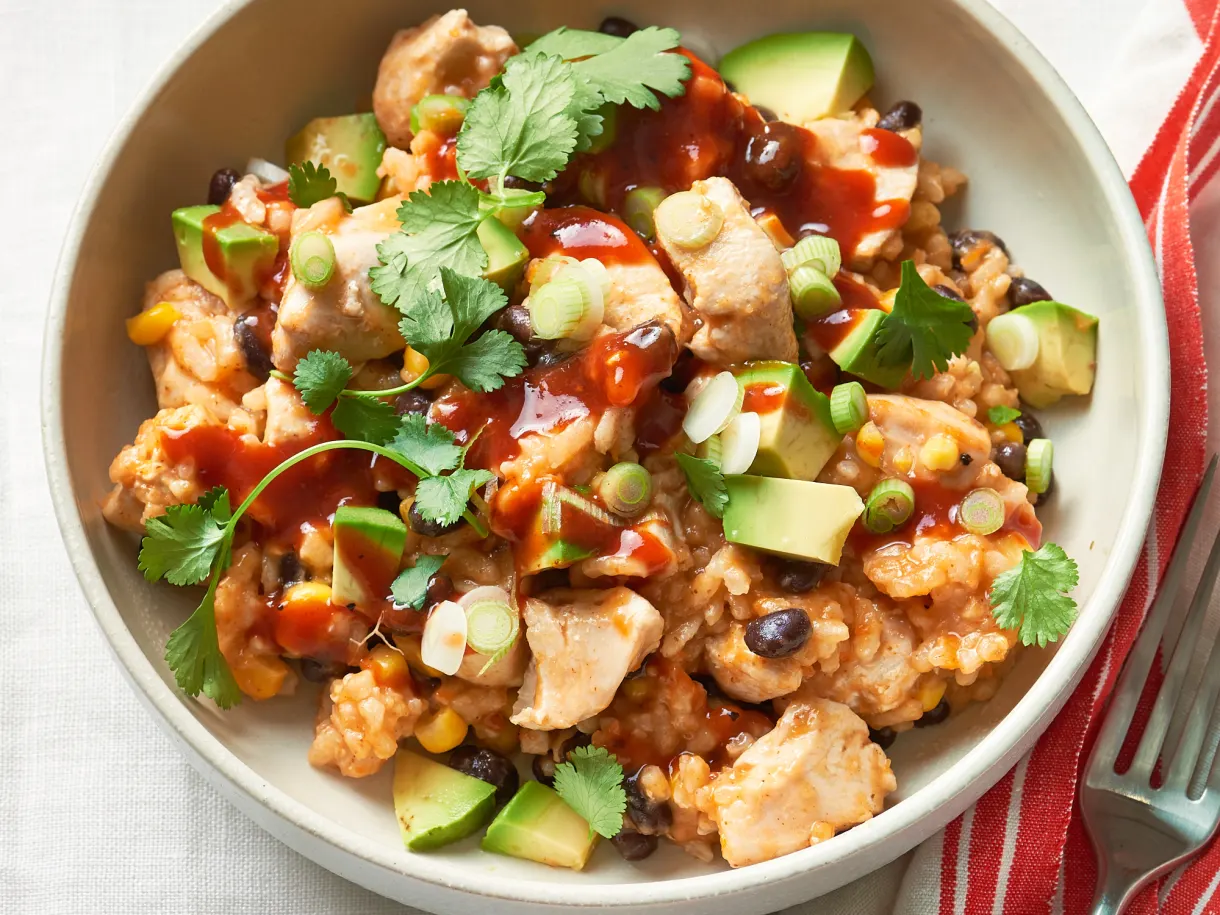 One-Pot BBQ Chicken Burrito Bowls