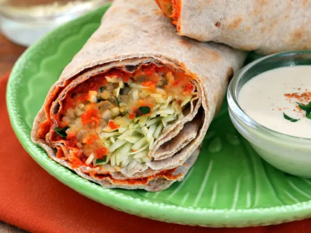 Spicy Lentil Wraps with Tahini Sauce