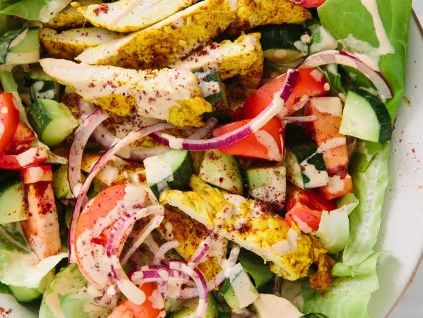 Chicken Shawarma Salad with Lemon Tahini Dressing