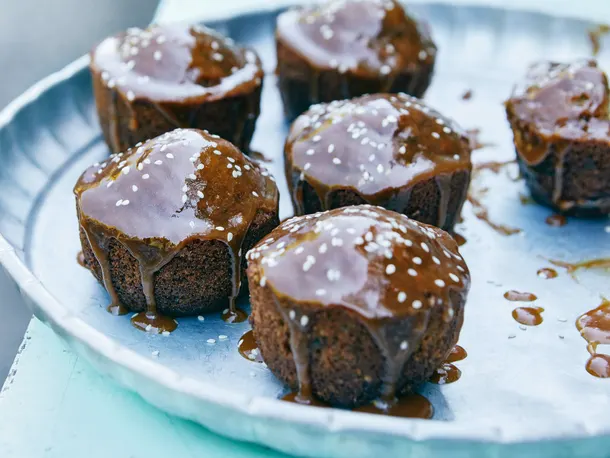 Sticky Date and Halva Puddings with Tahini Caramel