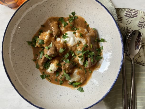 Beef Stroganoff with Dumplings