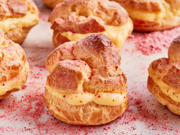 Cream Puffs with Rose-Cardamom Pastry Cream