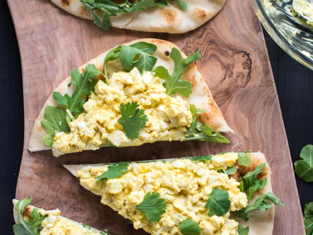 Curried Egg Salad on Naan
