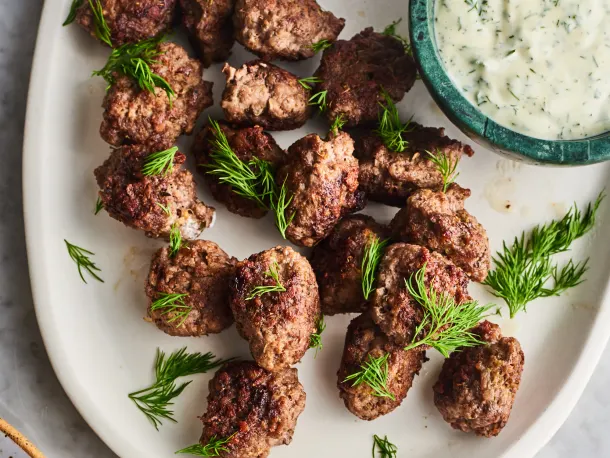 Greek Lamb Meatballs with Creamy Dill Dipping Sauce