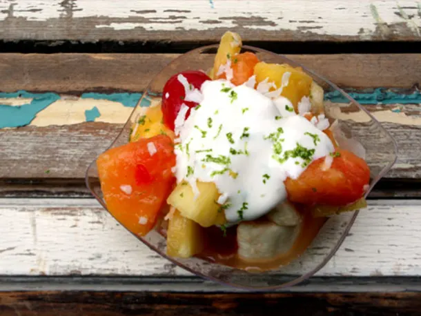 Tropical Fruit Salad With Creamy Lime Sauce