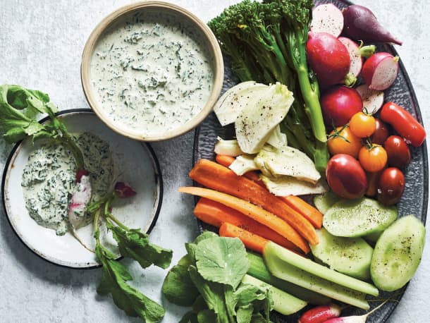 Smoky Ranch Dip with Charred Kale