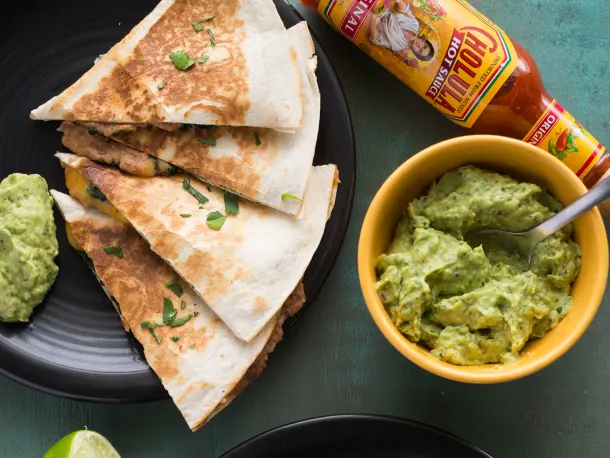 Spinach and Refried Bean Quesadillas