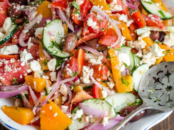Tomato Salad with Red Onion, Dill and Feta