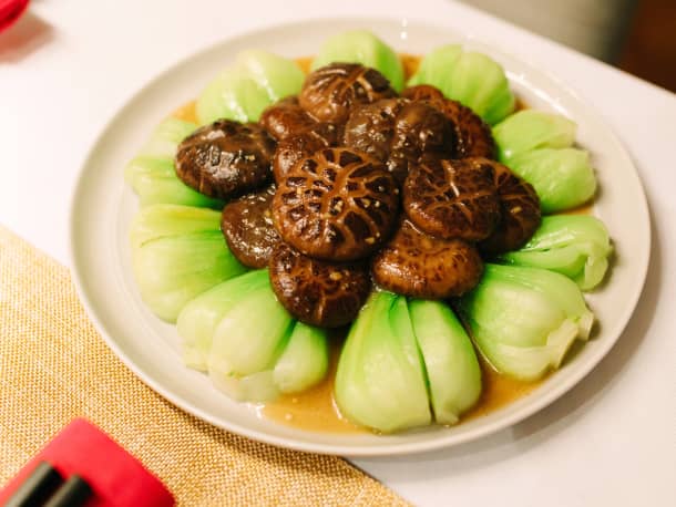 Braised Shiitake Mushrooms with Baby Bok Choy