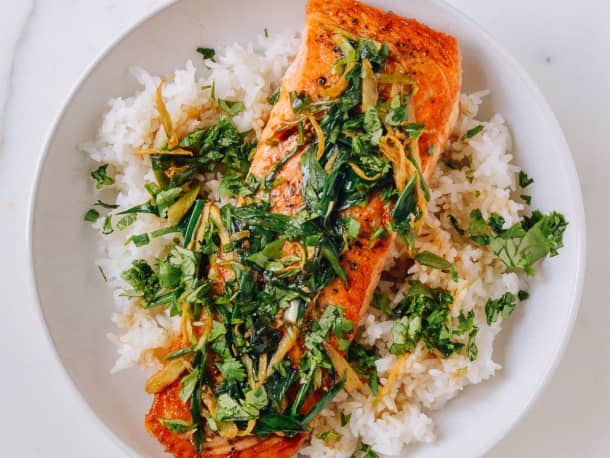 Seared Salmon with Soy, Scallions, and Ginger