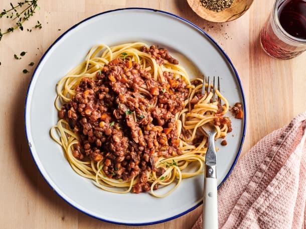 Slow Cooker Lentil and Mushroom Bolognese