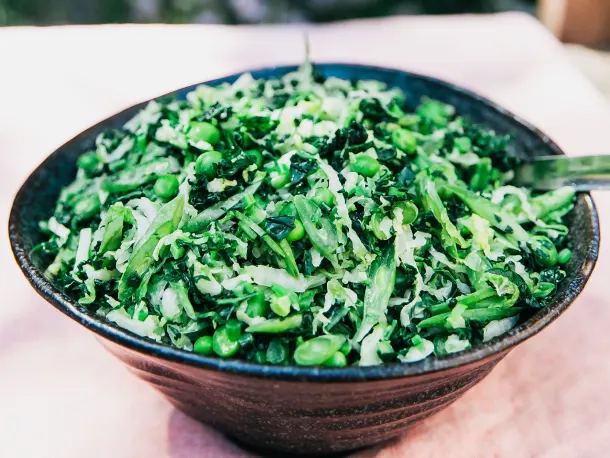 Bryant Terry’s Napa Cabbage & Kale Coleslaw with Creamy Miso-Ginger Dressing