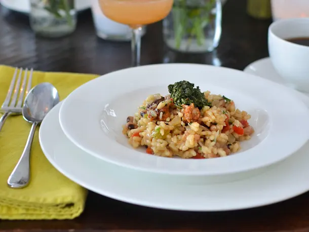 Hoppin’ John Risotto with Collard Pesto
