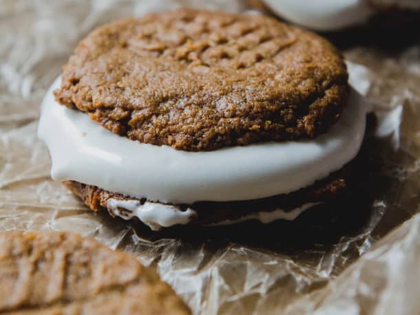 Vegan Peanut Butter & Marshmallow Sandwich Cookies