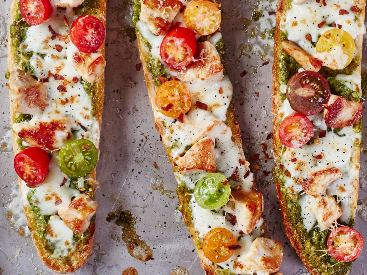 French Bread Pesto Chicken Pizza