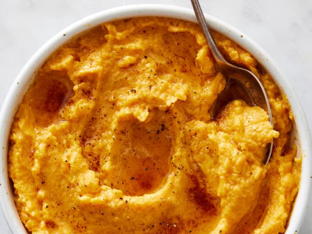 Fluffy Brown Butter Miso Mashed Sweet Potatoes