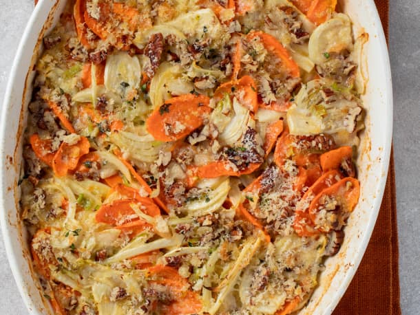 Fennel, Carrot, and Leek Gratin