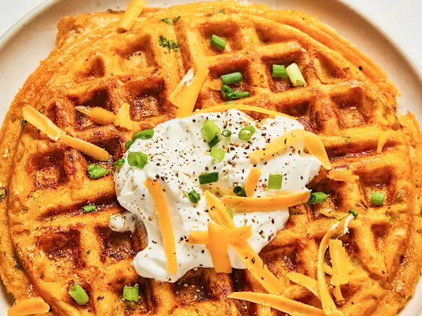 Crispy Cheesy Potato Waffles