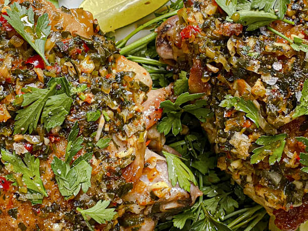 Red Chimichurri Turkey Thighs