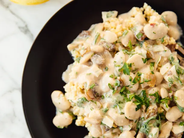 Butter Beans in Tahini Sauce over Lemony Millet