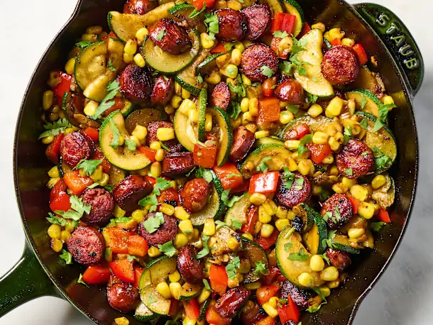 Cajun Sausage and Summer Vegetable Skillet