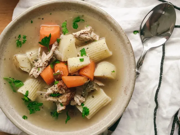Recycled Rotisserie Chicken Noodle Soup