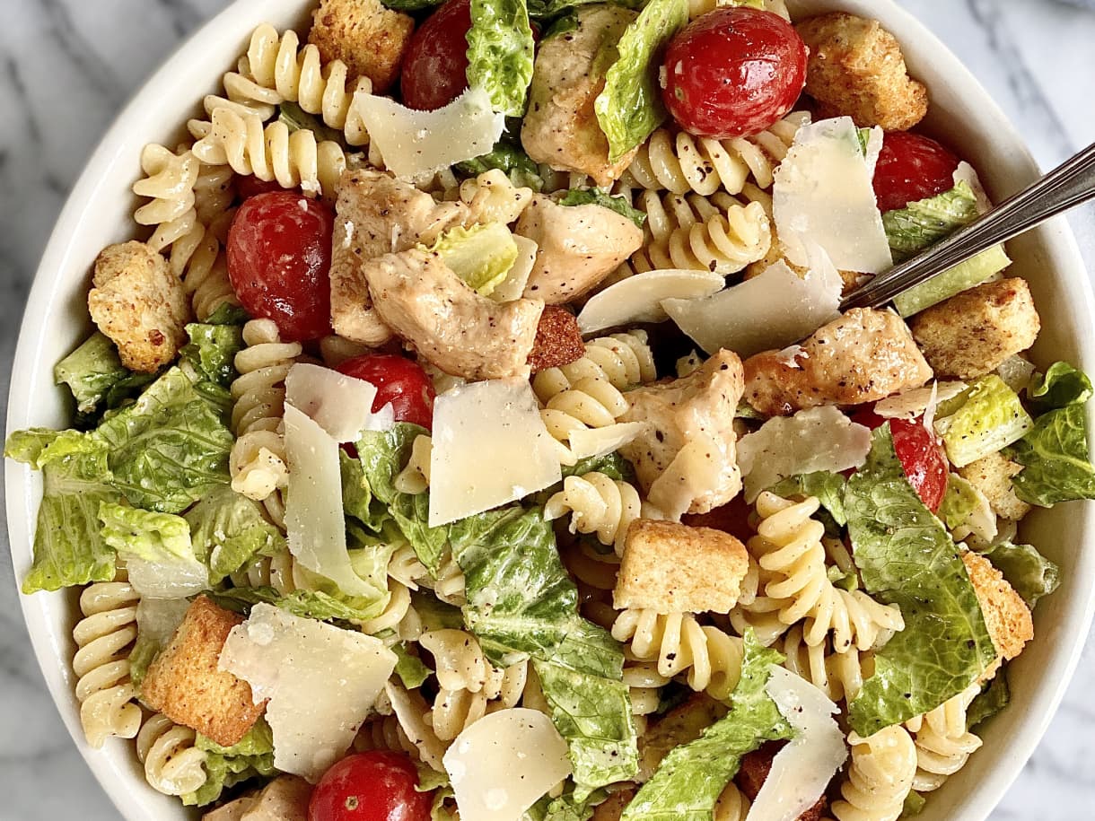 Creamy Caesar Pasta Salad with Chicken