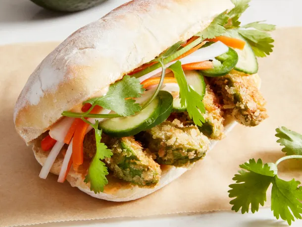 In partnership withCalifornia Avocados Fried California Avocado Bánh Mì Will Seriously Up Your Sandwich Game
