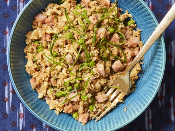 Cauliflower Fried Rice with Ham and Egg