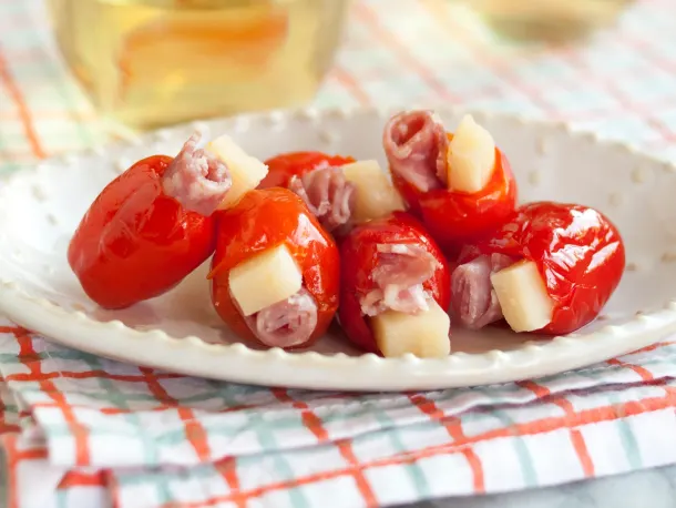 Stuffed Peppadews with Salami & Parmesan