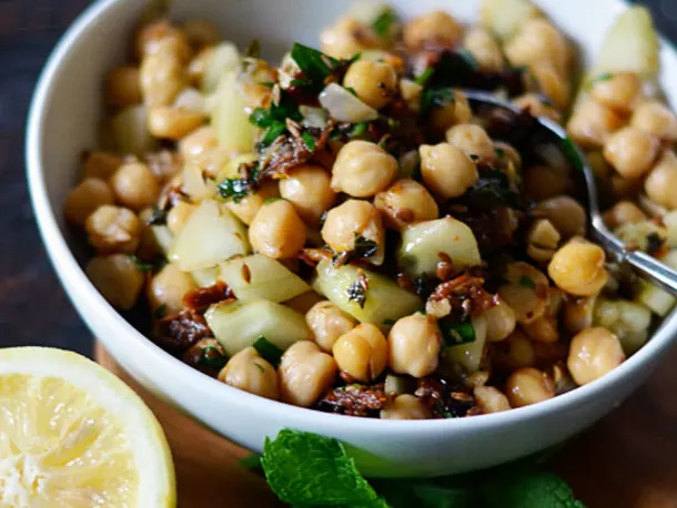 Warm Chickpea Salad with Cumin & Garlic