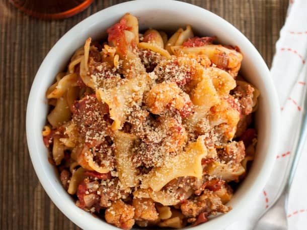 Pasta with Cauliflower, Sausage & Breadcrumbs