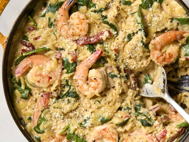 One-Pot Creamy Tuscan Shrimp and Orzo