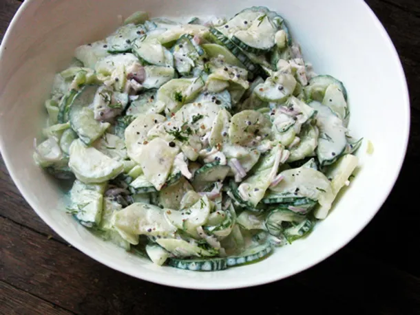 Sour Cream Cucumber Salad with Mustard Seeds