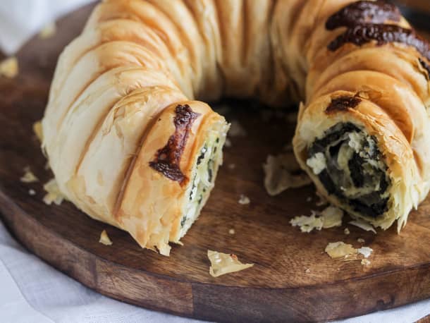 Chard and Feta Phyllo Bundt