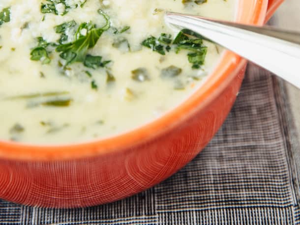 Spinach and Lemon Soup with Orzo