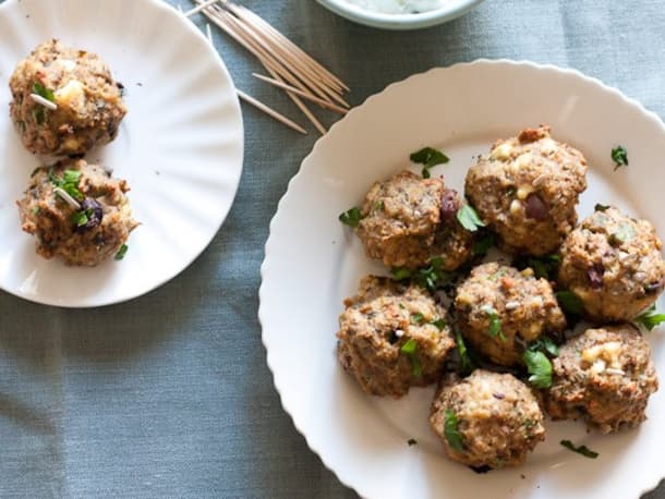 Appetizer Recipe: Mediterranean Turkey Meatballs with Herbed Yogurt Sauce