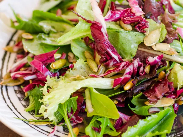 Quick Side Dish Recipe: Lemony Green Salad with Radicchio & Pepitas