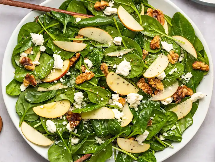 Spinach Salad with Apples, Walnuts, and Feta