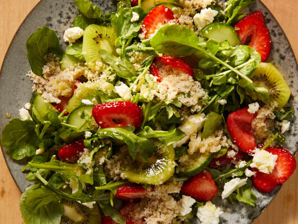 Fonio Salad with Strawberries and Peppery Greens